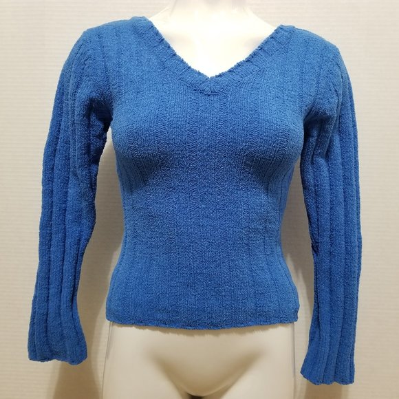 No Boundaries sweater Small 3/5 v-neck nubby knit pullover early 2000's Y2K - Picture 1 of 12